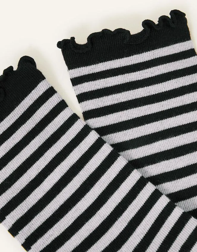 Stripe and Frill Socks Black