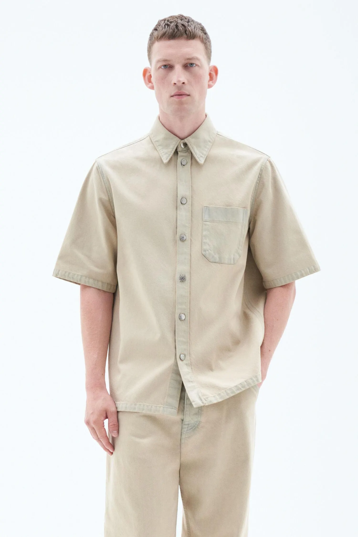 Denim Short Sleeve Shirt Beige/Overdyed