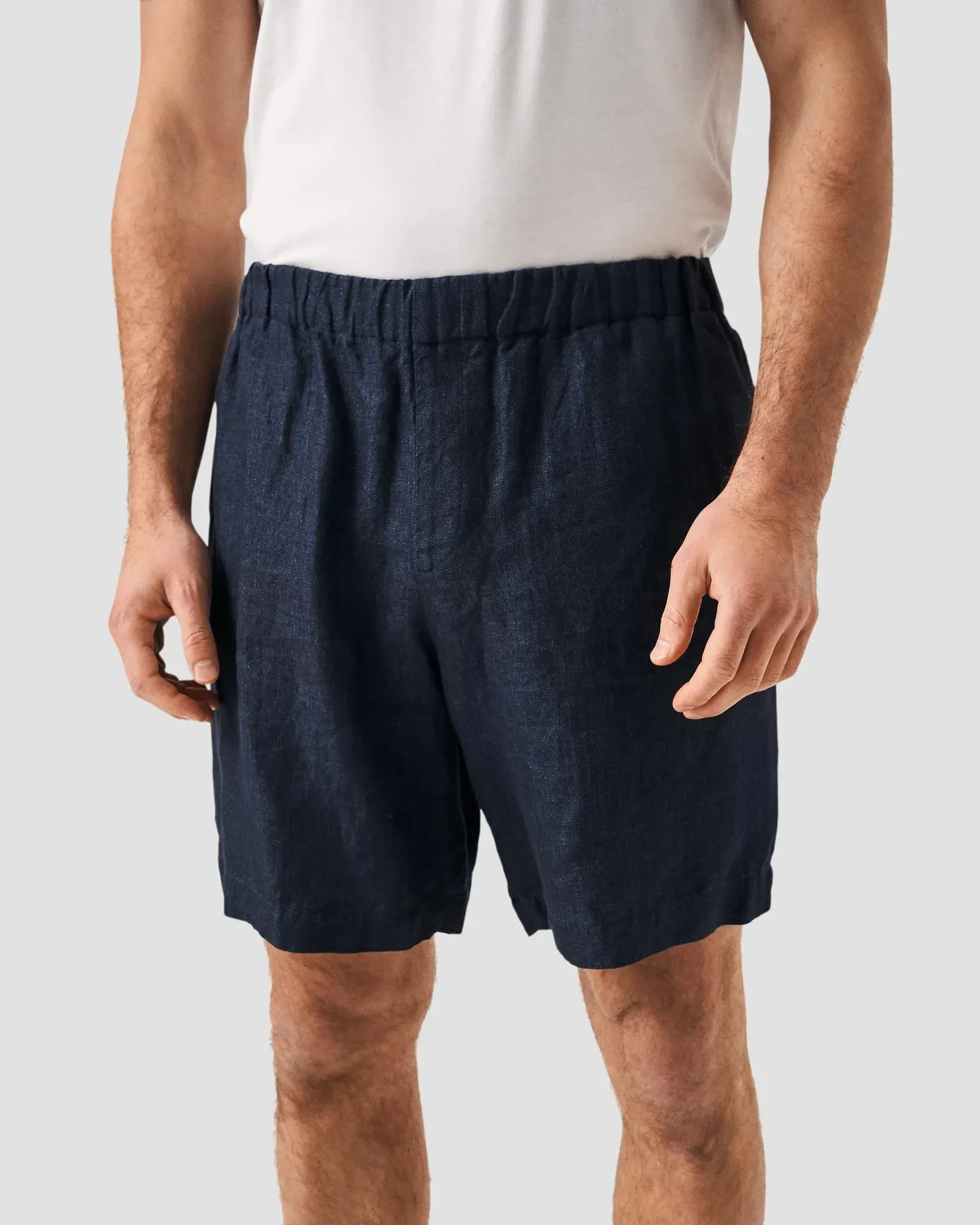 Navy Heavy Linen Shorts