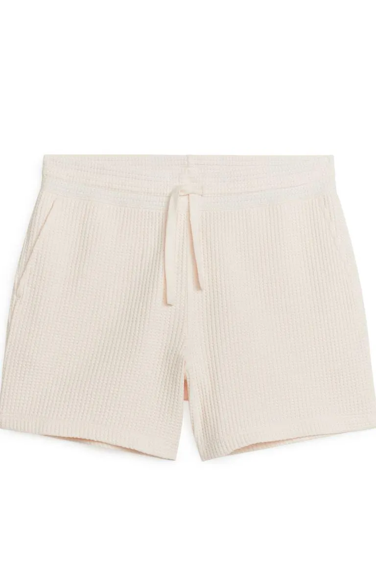 Vaffelstrikkede bomullsshorts