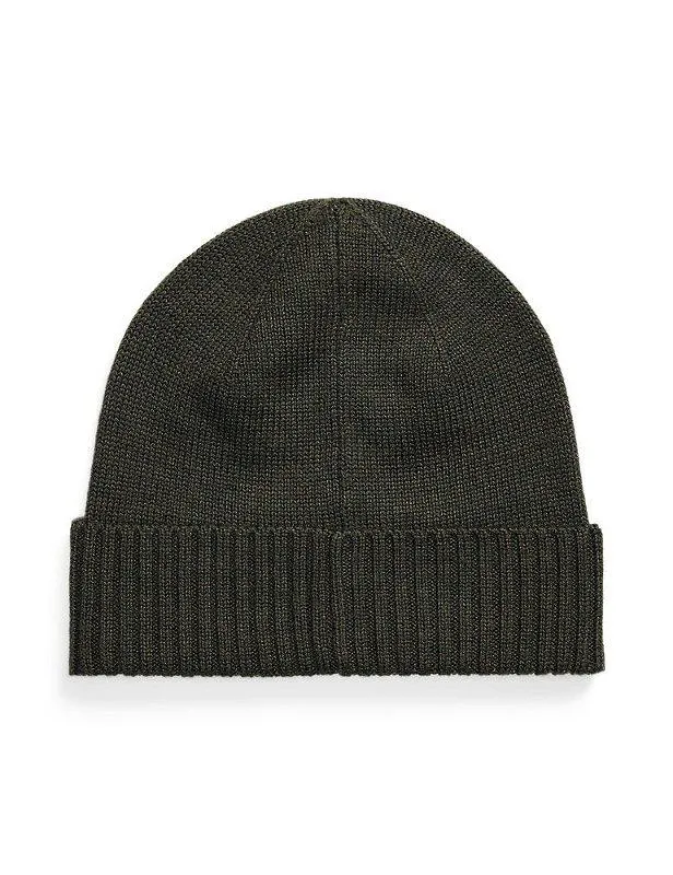 Signature Pony Wool Beanie Olive Heather