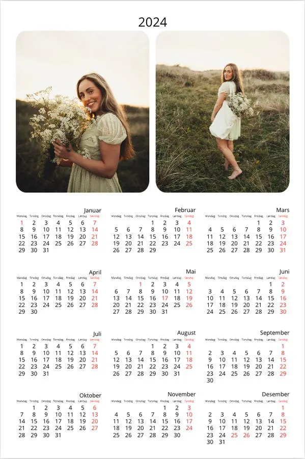 Plakatkalender | Liten (A4) | Dobbel
