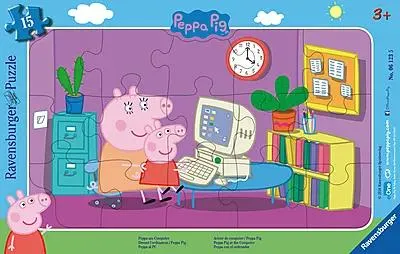 Puslespill 15 Peppa Gris foran datamaski