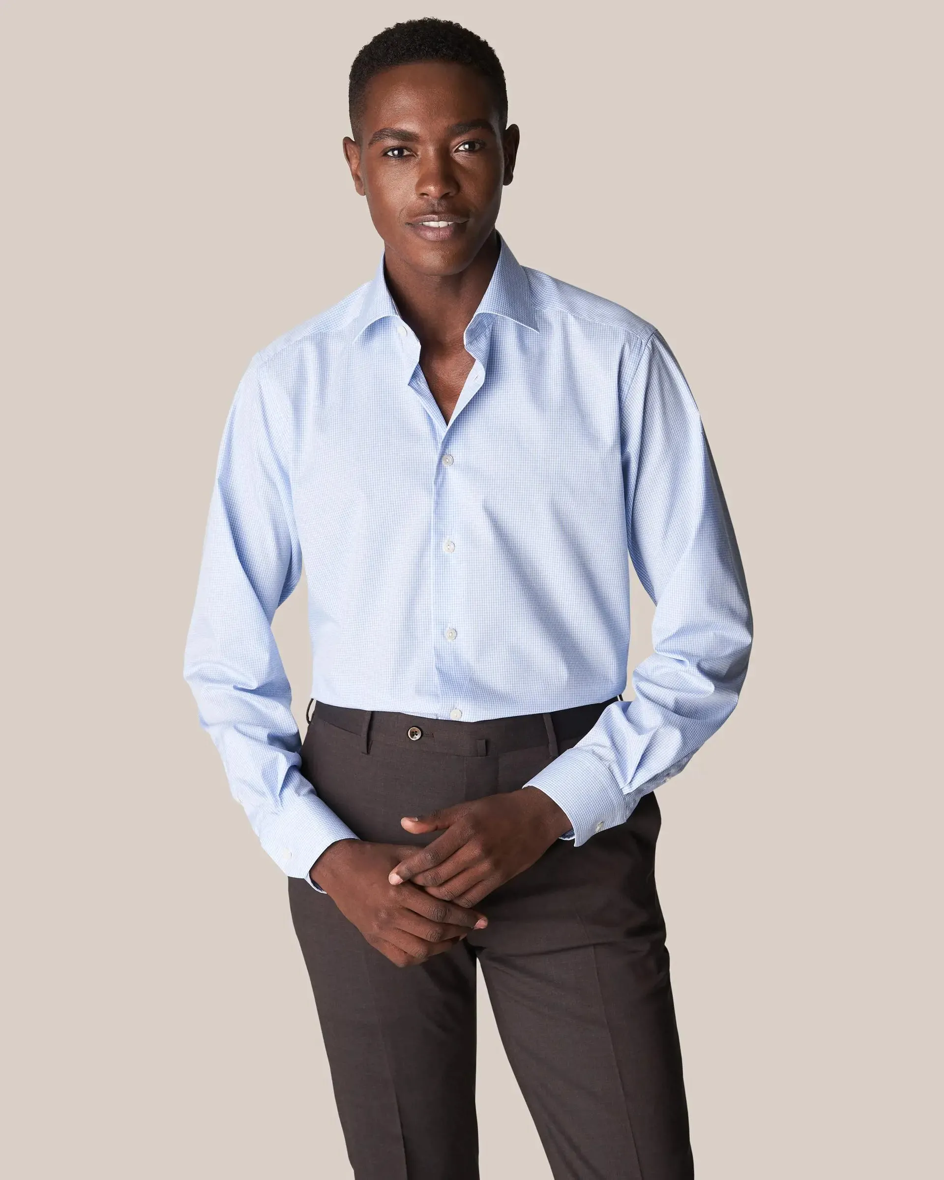 Light Blue Check Poplin Shirt
