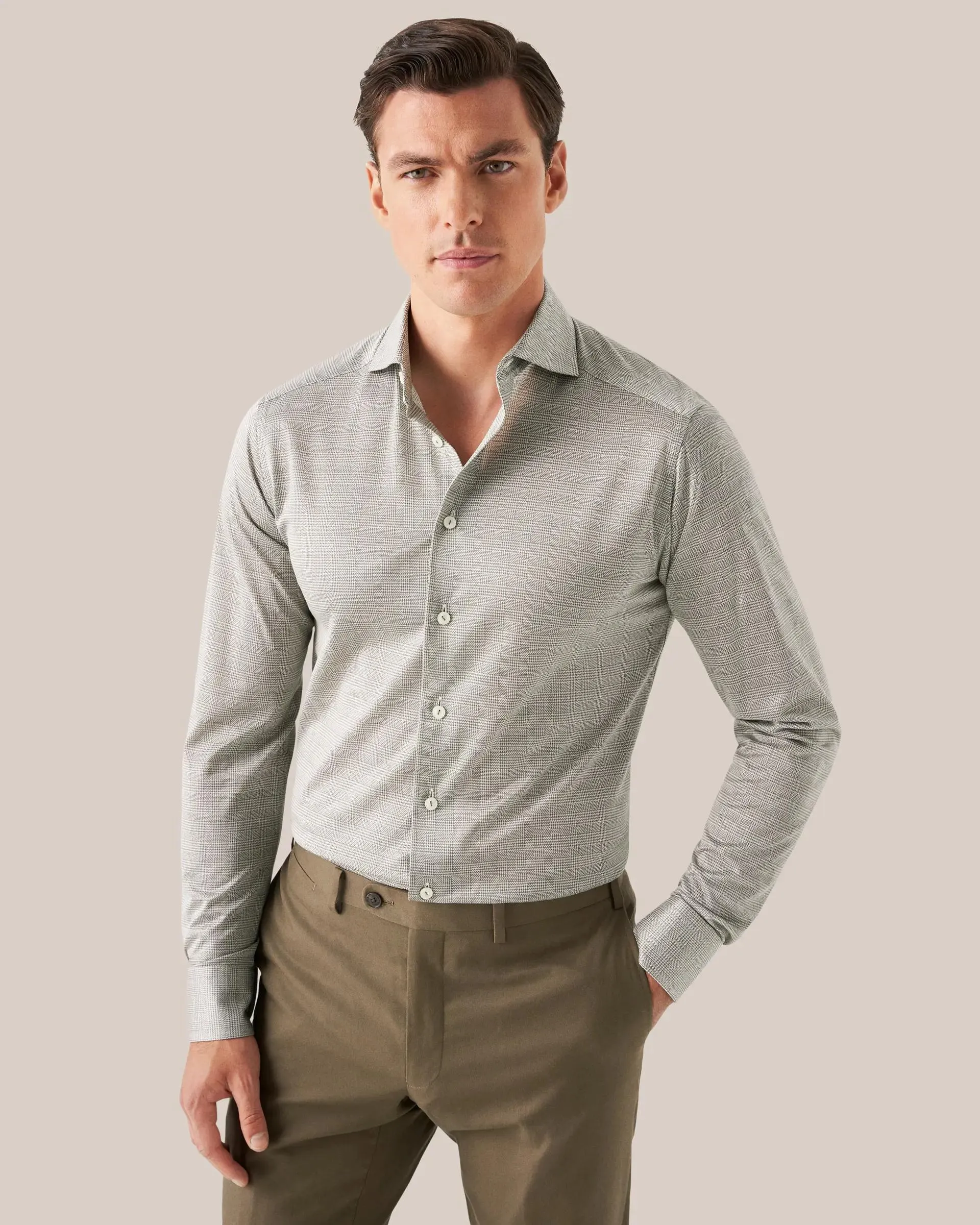 Green Checked King Knit Shirt