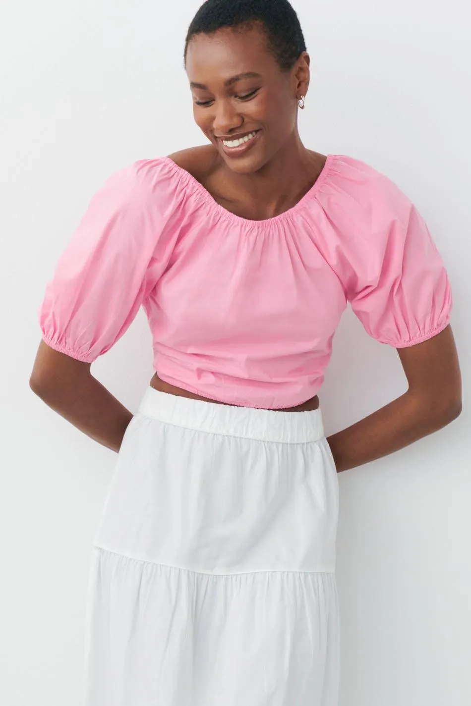 Cropped lacing blouse