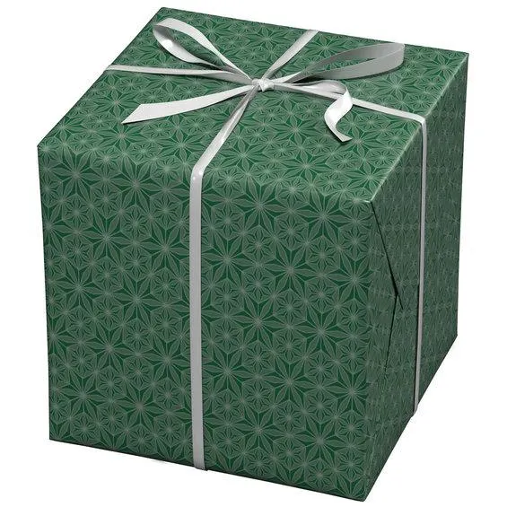 Julepapir 10 meter rull, 57 cm bred – grønt papir med stjernemønster