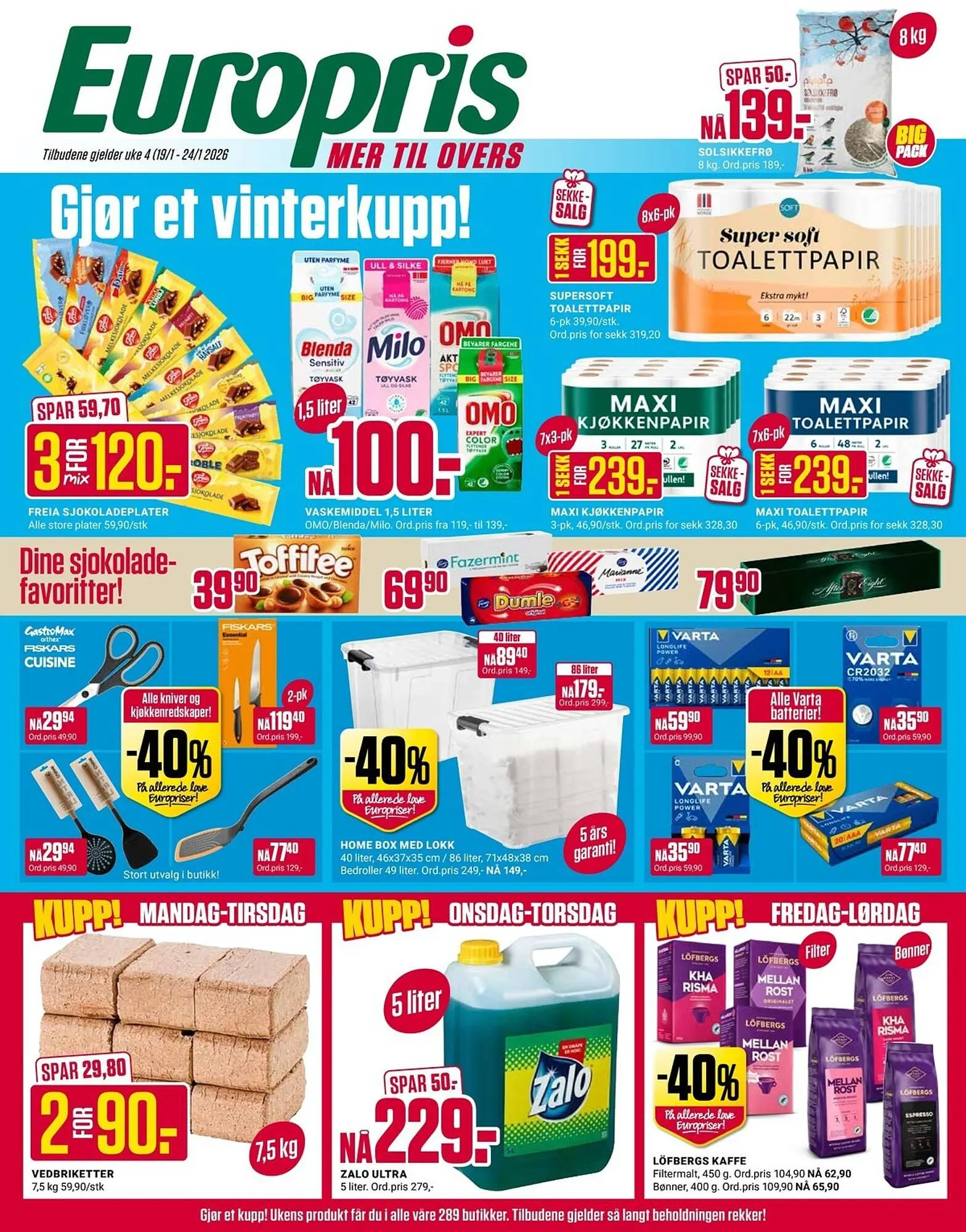 Europris kundeavis fra 19. januar til 24. januar 2026 - kundeavisside 1
