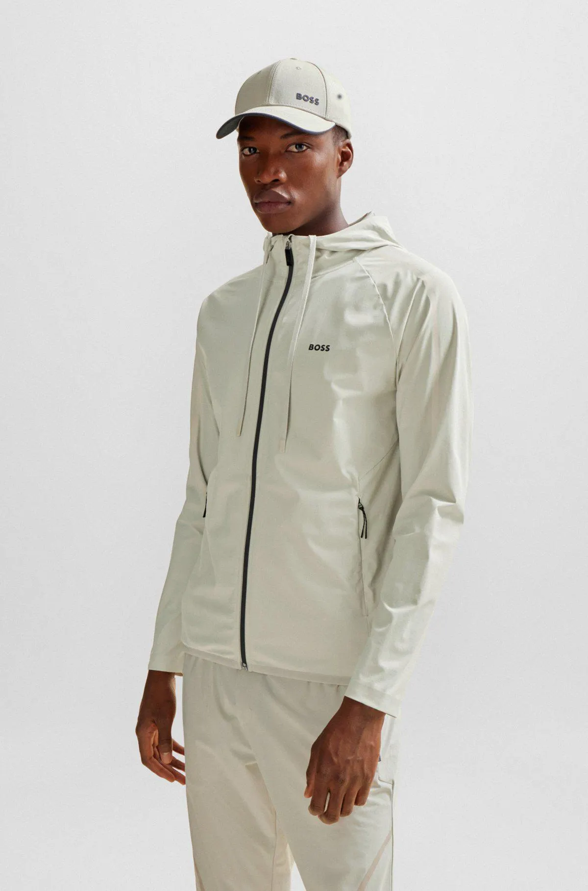 Zip-up hoodie with decorative reflective details