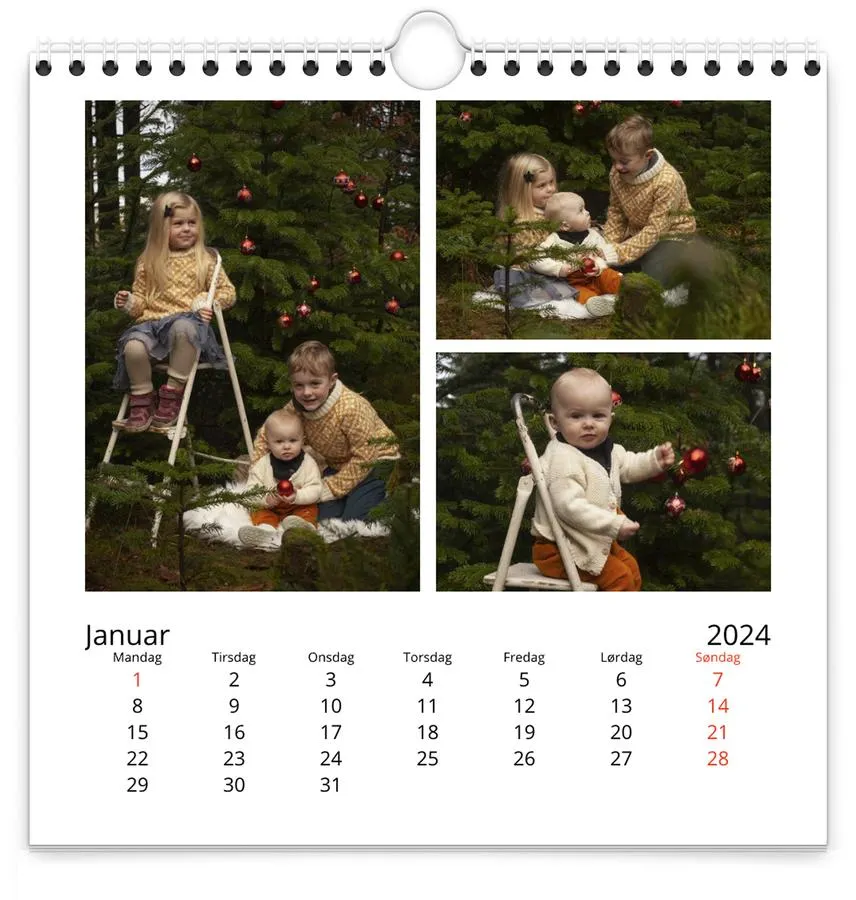 Veggkalender | Liten kvadratisk | Klassisk hvit