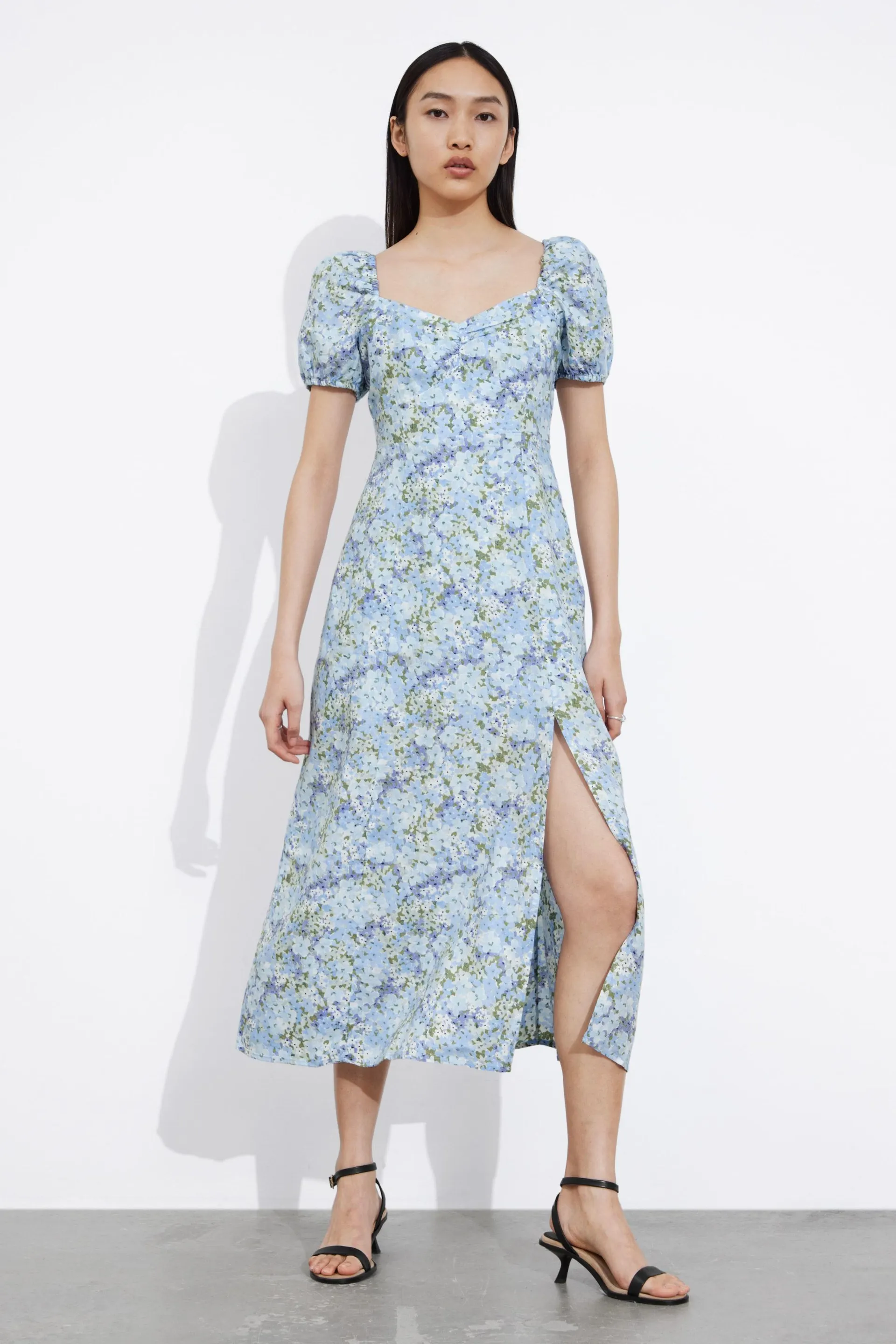 Midikjole med pufferme