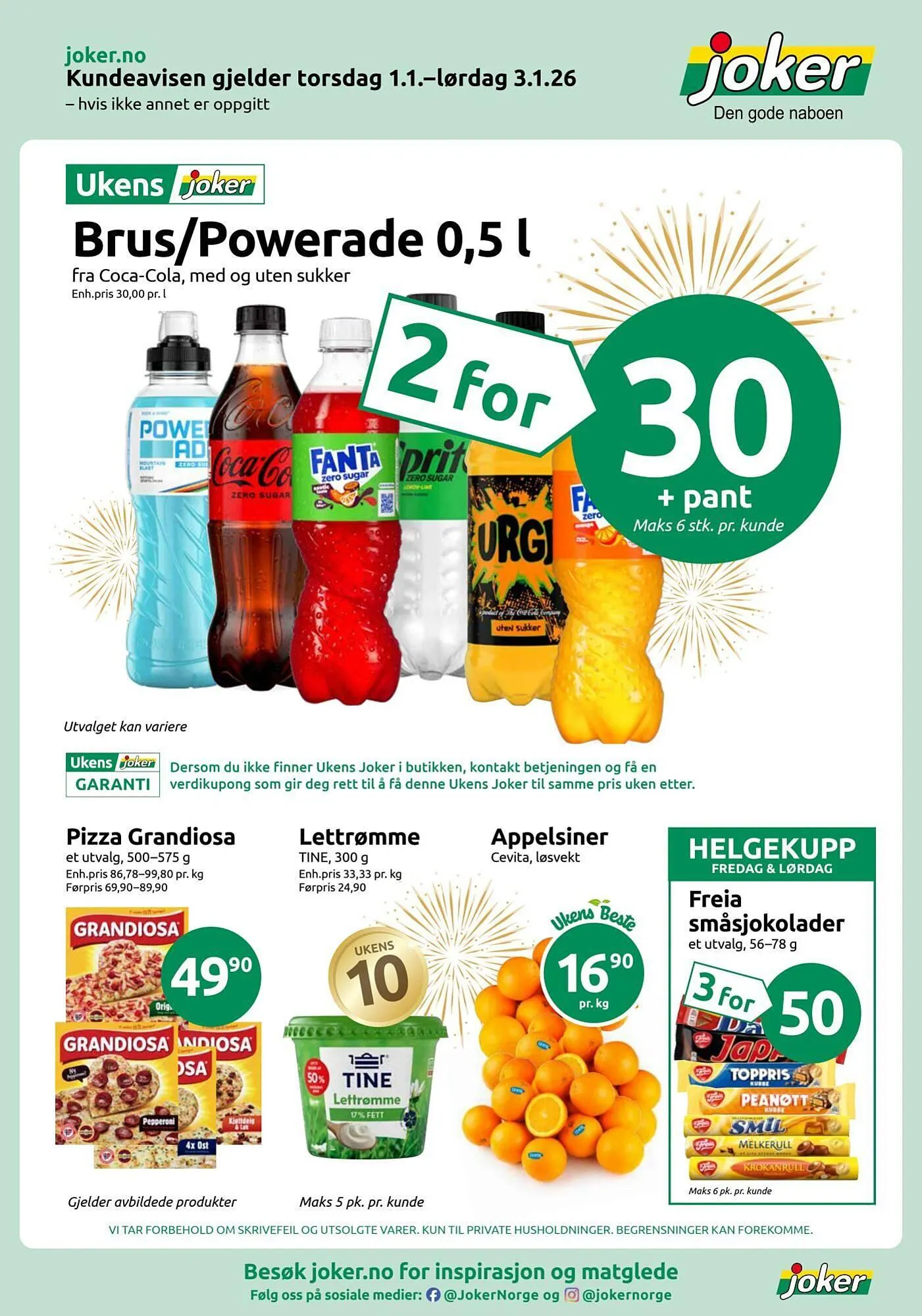 Joker kundeavis fra 1. januar til 4. januar 2026 - kundeavisside 1