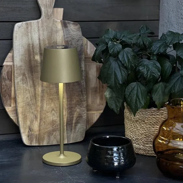 Mai LED oppladbar utelampe bord IP65 29cm gull