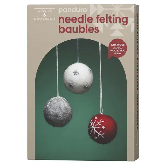 DIY-kit needle felting baubles – nålefilt 6 kjempefine julekuler