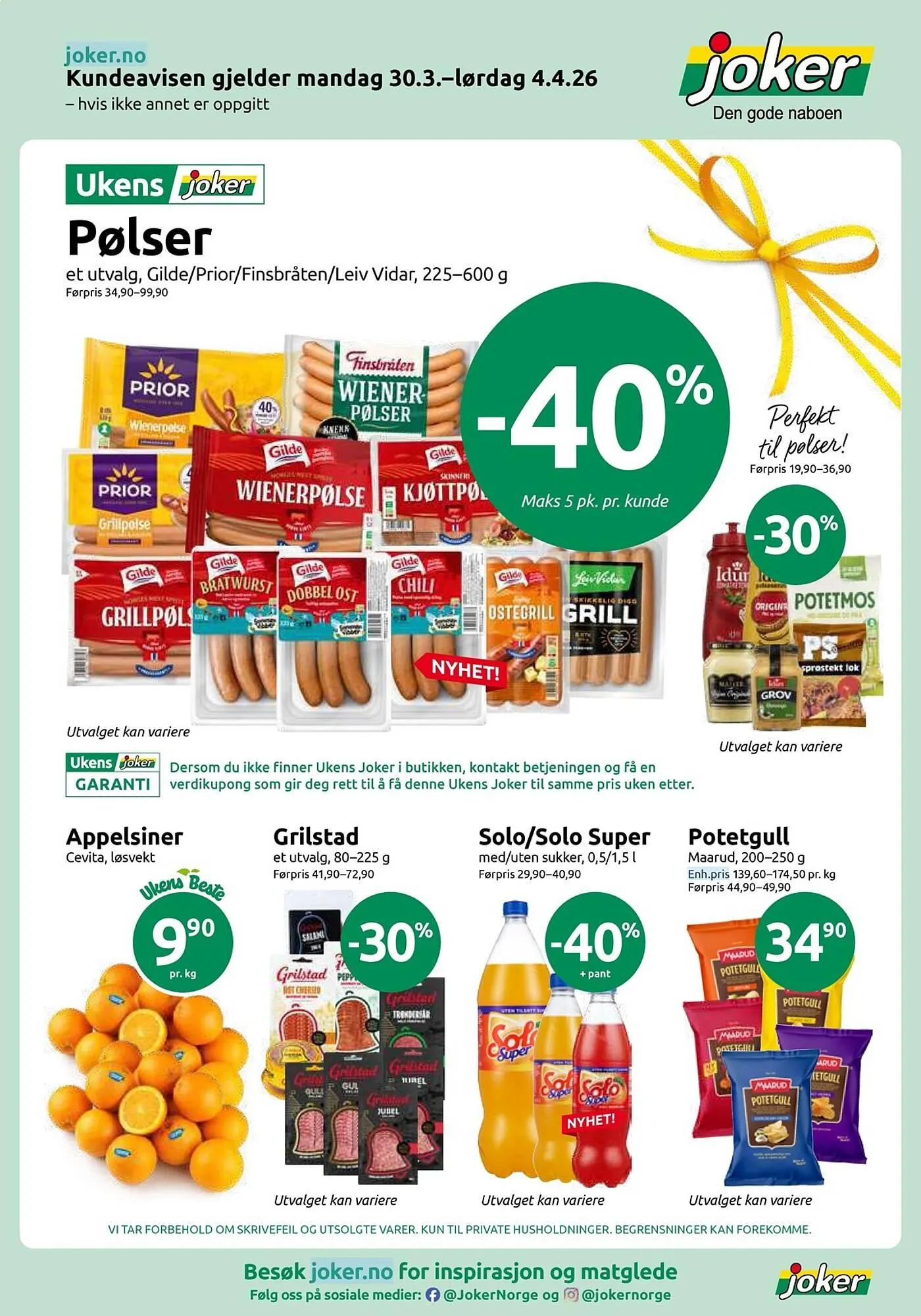 Joker kundeavis fra 30. mars til 4. april 2026 - kundeavisside 1