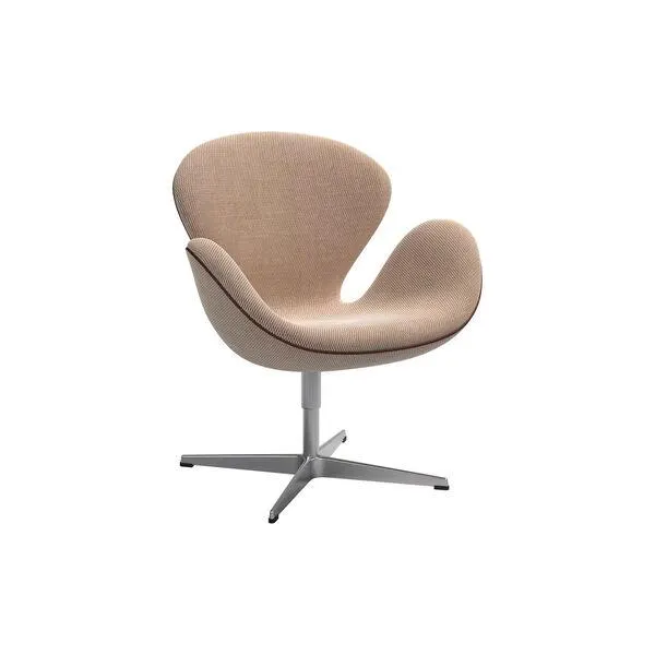 Swan™ 3320 Lounge Chair with Piping Choice 2024, creme/brown 0428/chestnut