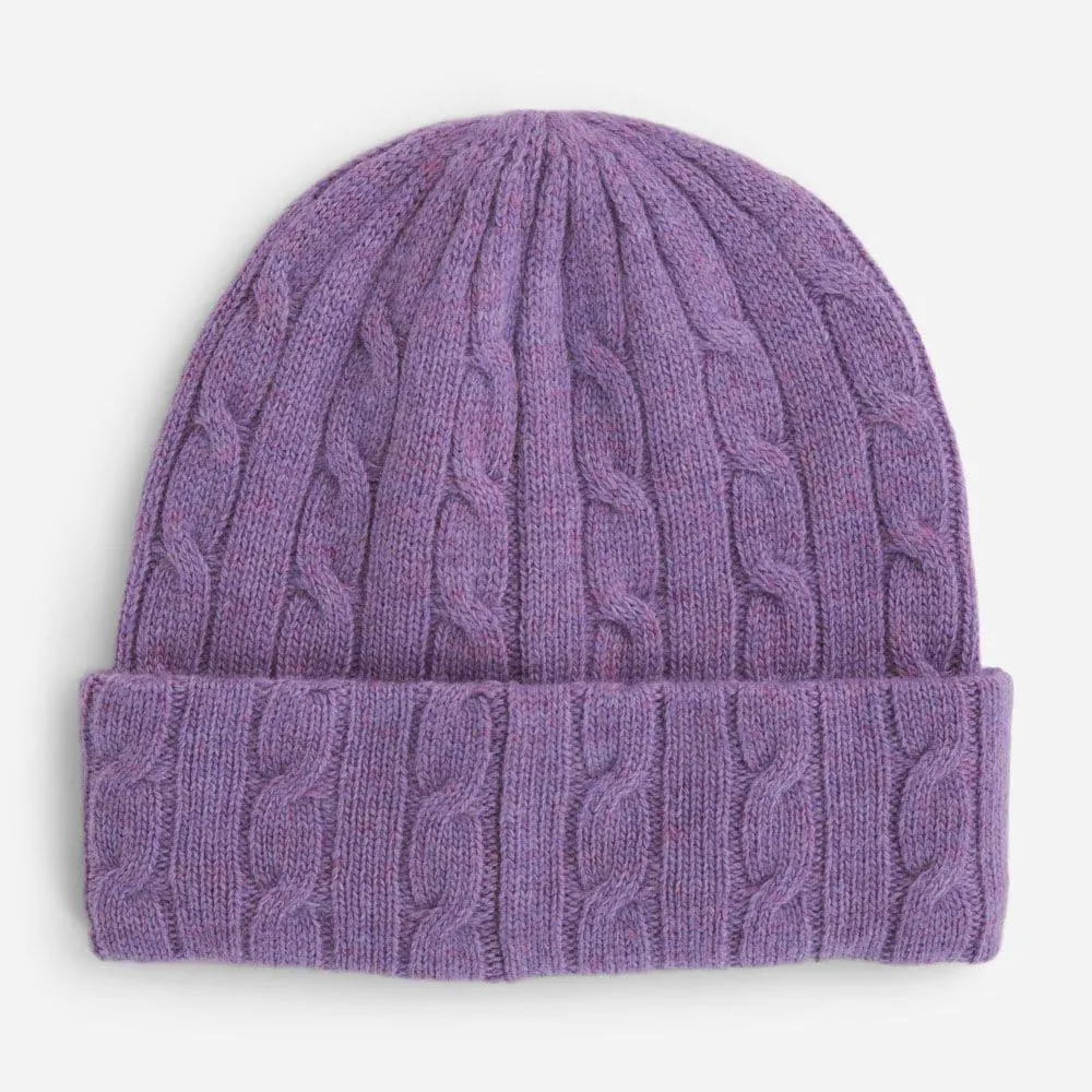 Cable Knit Wool Cashmere Hat - Wisteria