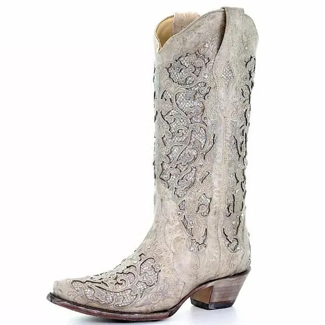 Women's Boots Cowboy Boots Plus Size Cowgirl Boots Outdoor Daily Mid Calf Boots Winter Embroidery Chunky Heel Pointed Toe Vintage Luxurious Elegant Walking Shoes PU Leather Loafer Solid Colored Black