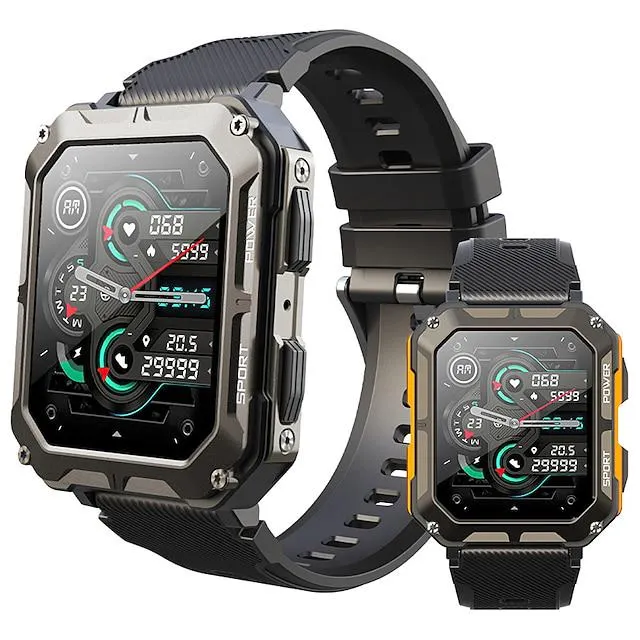 C20pro Reloj inteligente 1.83 pulgada Smartwatch Reloj elegante Bluetooth Podómetro Recordatorio de Llamadas Seguimiento de Actividad Compatible con Android iOS Hombre Impermeable Larga espera