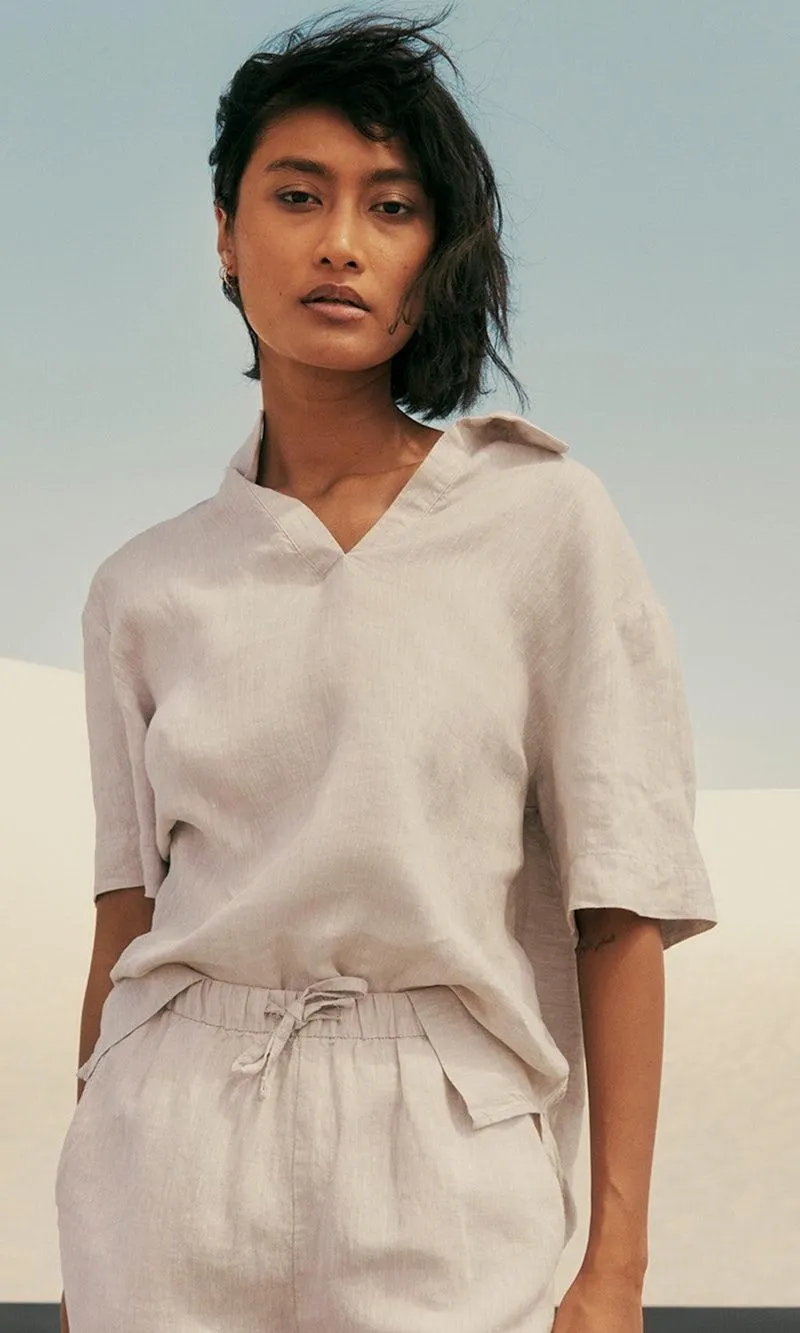 Kortermet skjorte i 100% lin