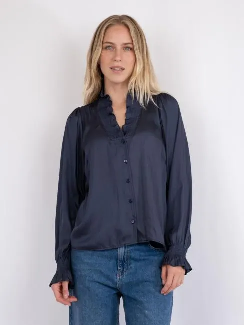 Brielle Satin Blouse Midnight blue
