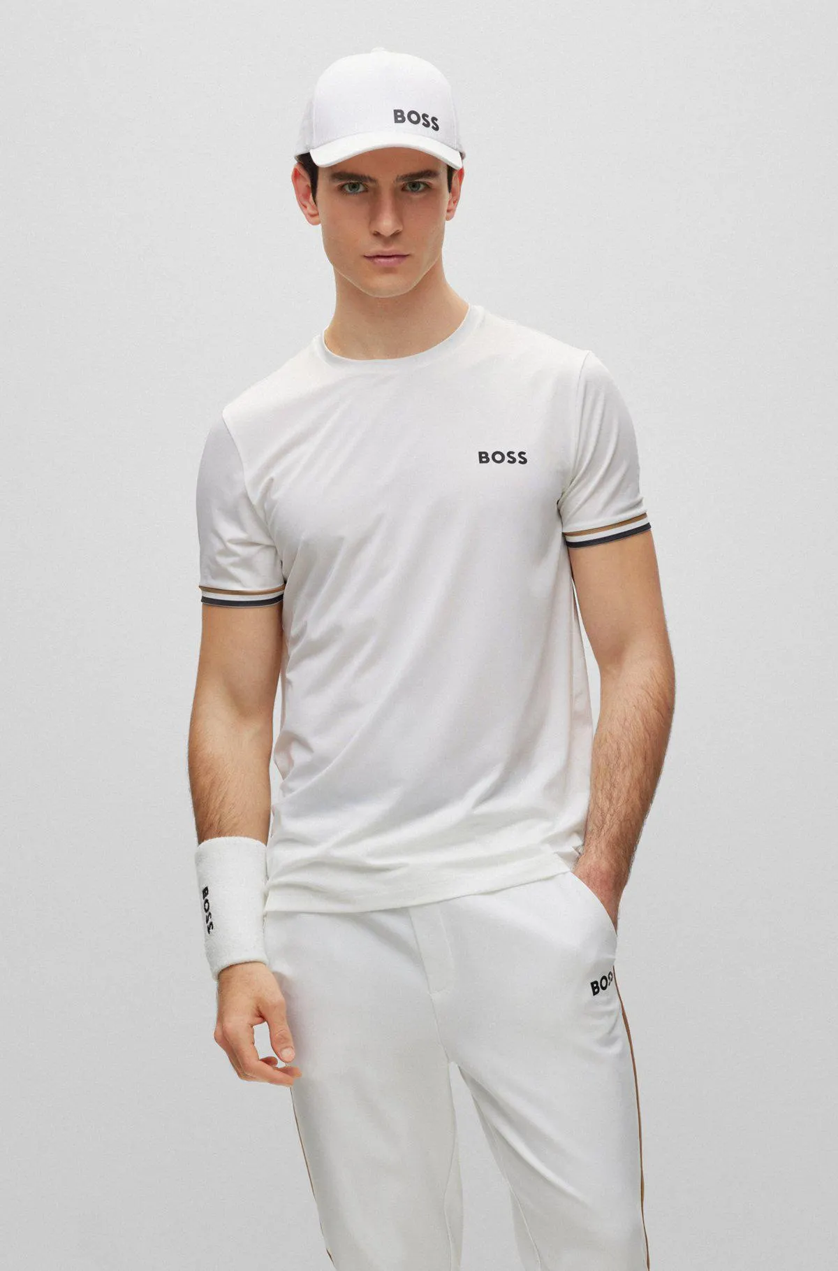 BOSS x Matteo Berrettini logo crew-neck T-shirt with signature stripes