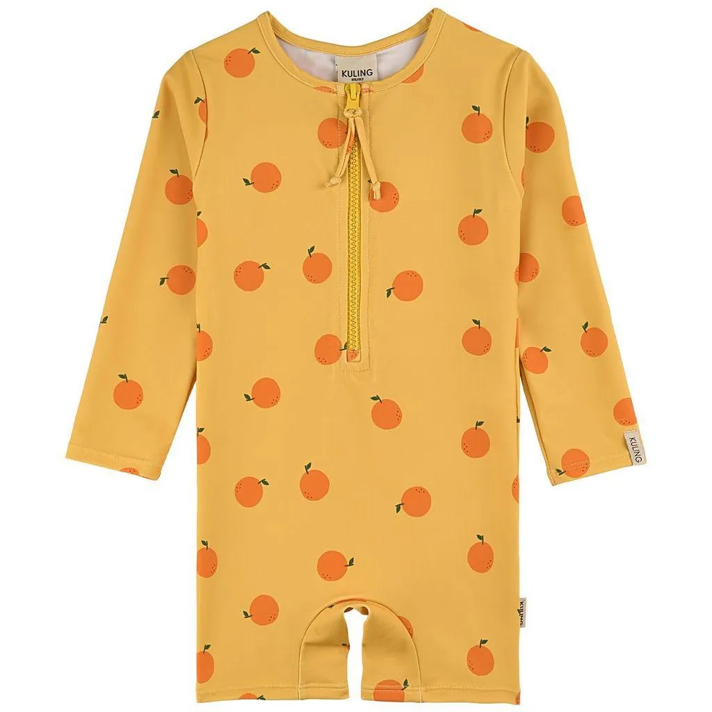 Paros Mønstret UV-drakt Med Appelsiner Gul