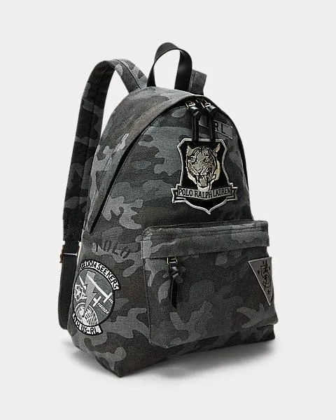 Tiger-Patch Camo Canvas Backpack