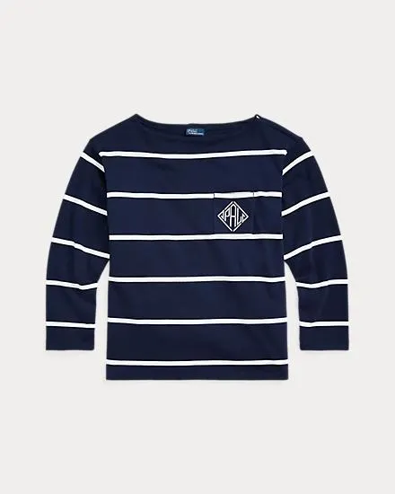 Monogram Logo Striped Jersey T-Shirt