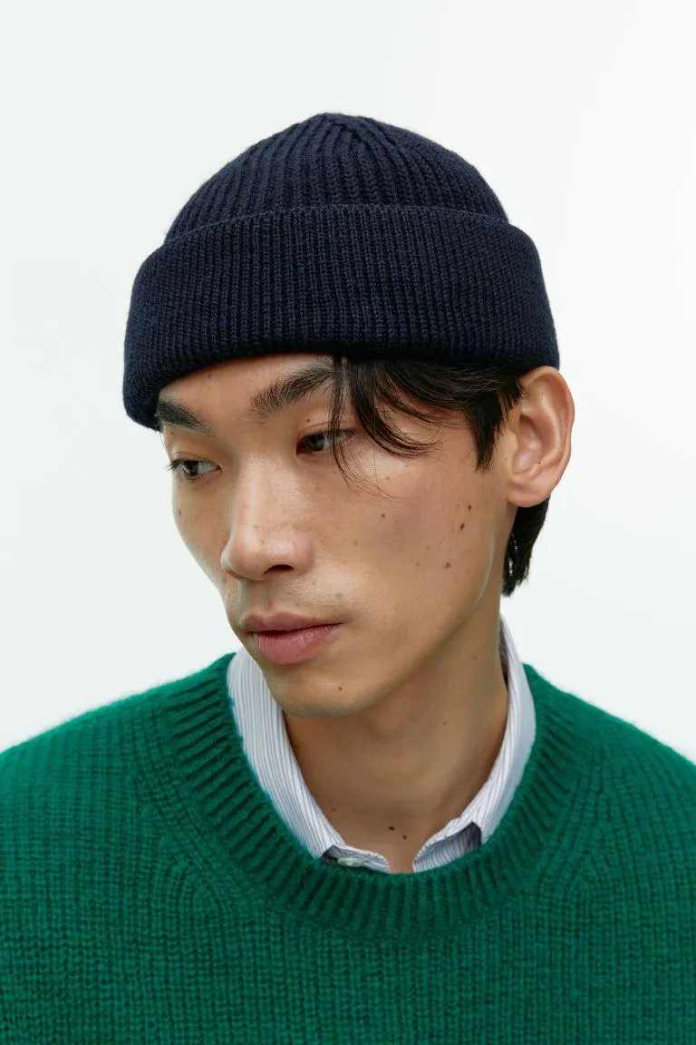 Ribbed Wool Blend Beanie