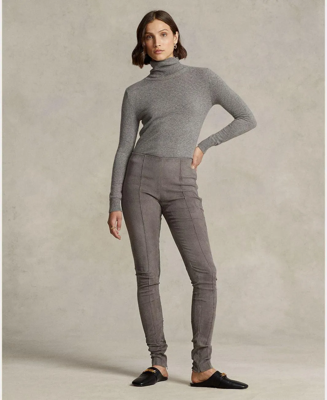 PINTRUCKED LEATHER LEGGING Grå