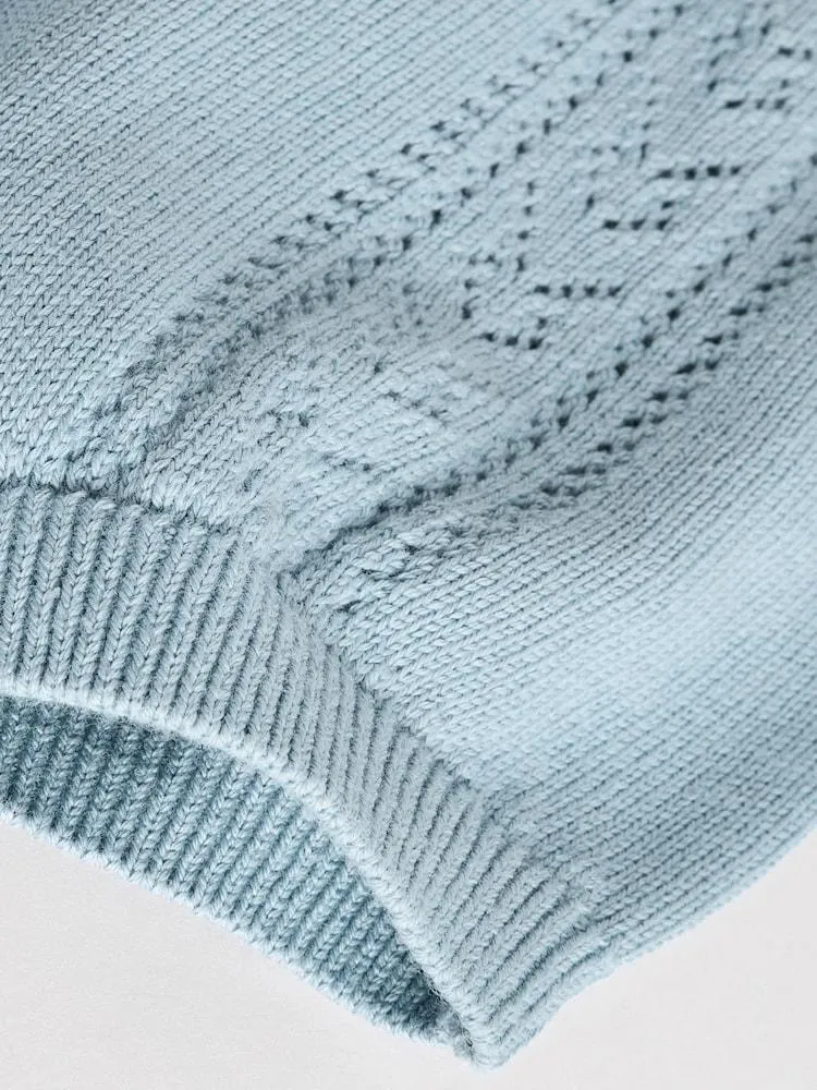 Blue Knitted Top and Short Baby Set (0mths-2yrs)