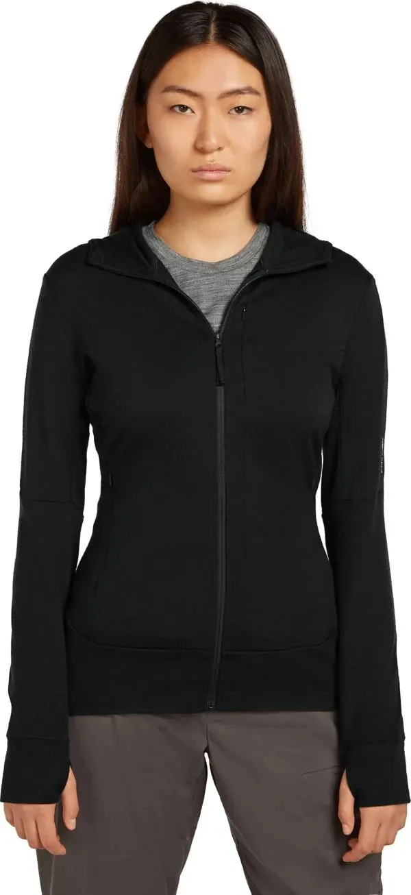 Icebreaker Womens Merino 260 Quantum IV LS Zip Hoodie Black