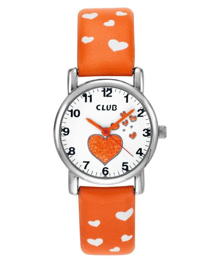 Club Barneklokke Hjerte Oransje Ø27
