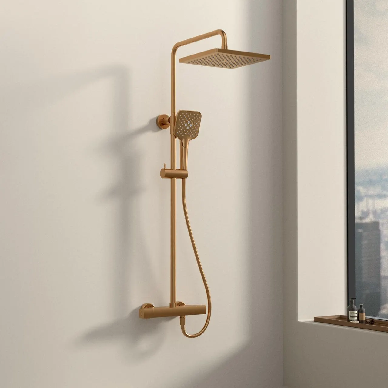 Celeste stone dusjsett m/dusjtermostat matt kobber