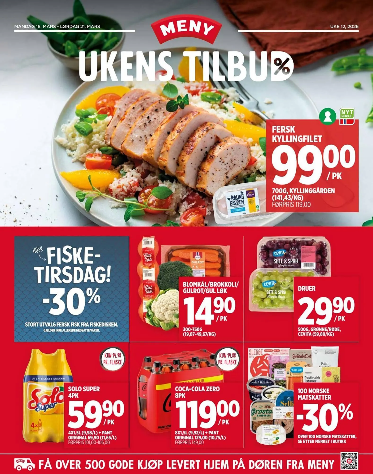 Meny kundeavis fra 15. mars til 19. mars 2026 - kundeavisside 1