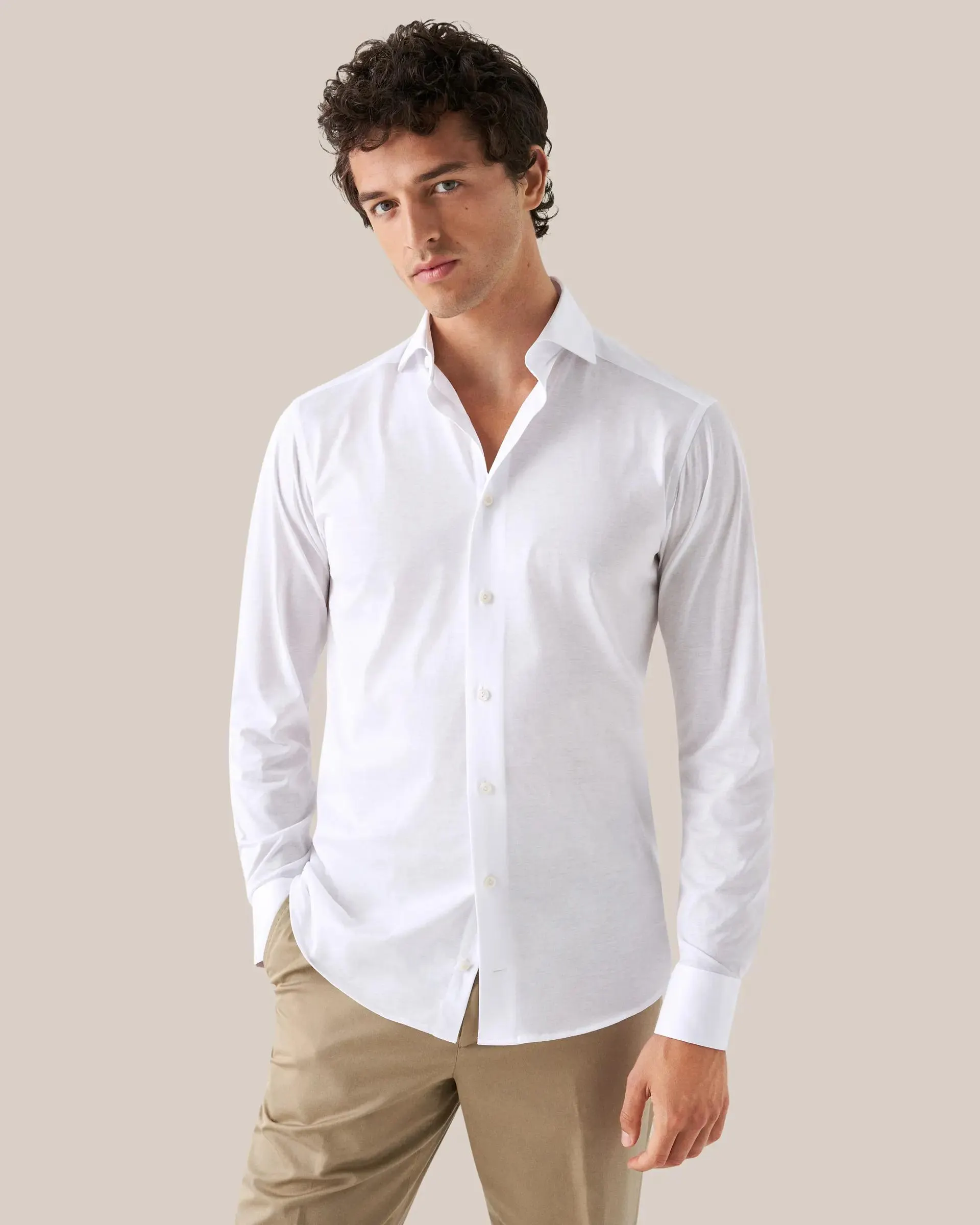 White Mélange Jersey Shirt