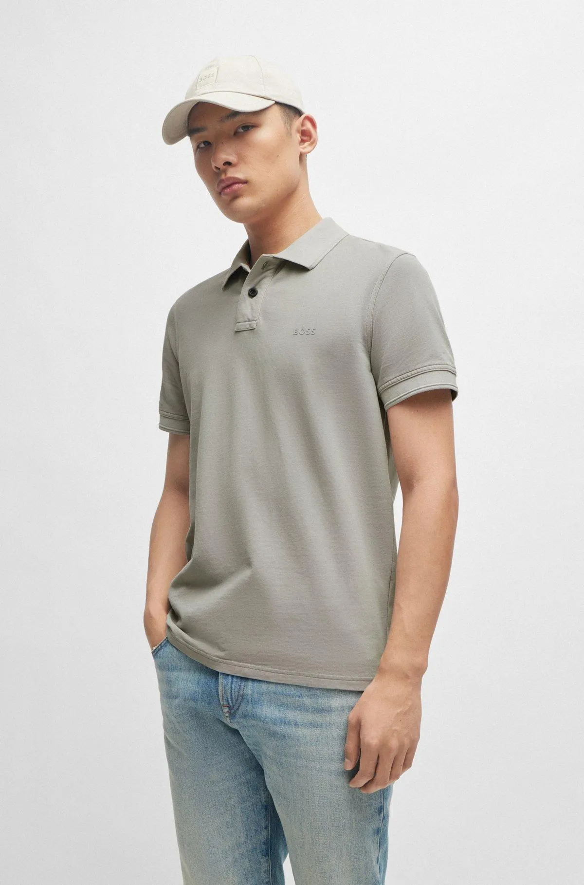 Cotton-piqué polo shirt with logo print