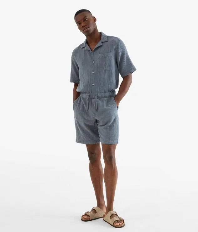 Shorts i rynkete bomull