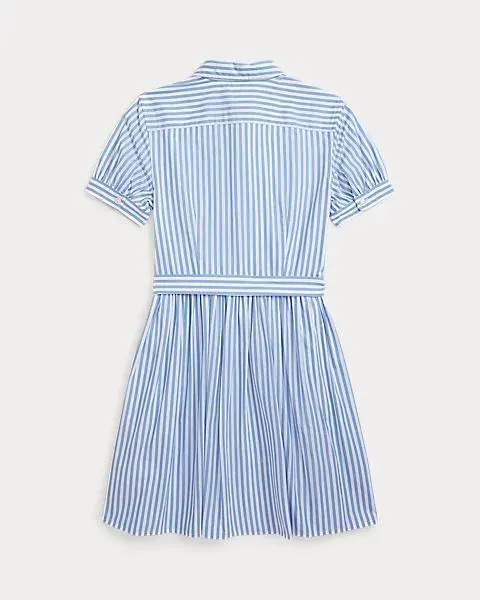 Striped Belted Cotton Poplin Shirtdress