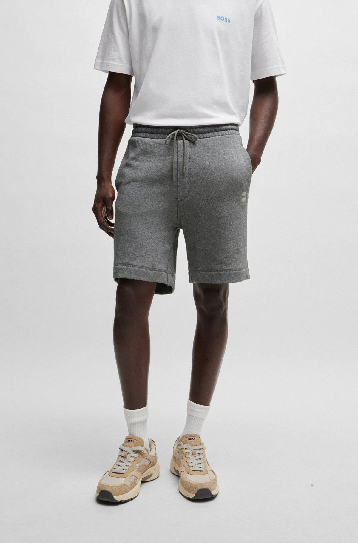 Cotton-terry regular-fit shorts with logo badge