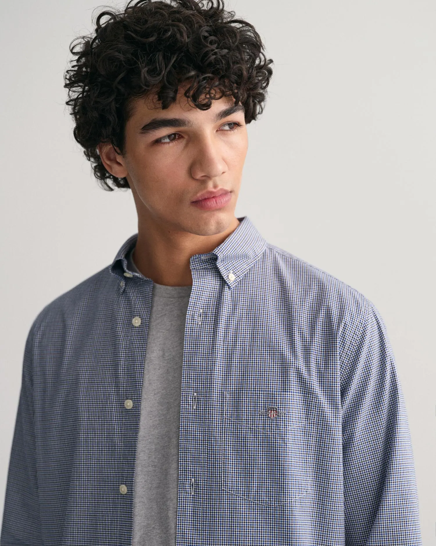 Smårutete poplinskjorte med regular fit