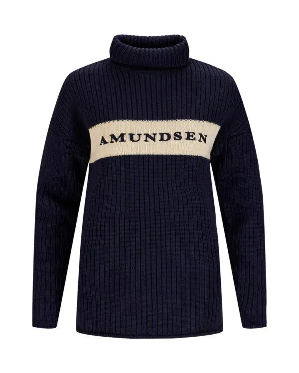 Amundsen Heroes Ski Turtle Neck Womens Faded Navy/Natural