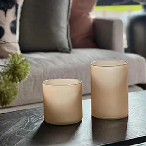 Lysholder i matt glass Beige 12cm