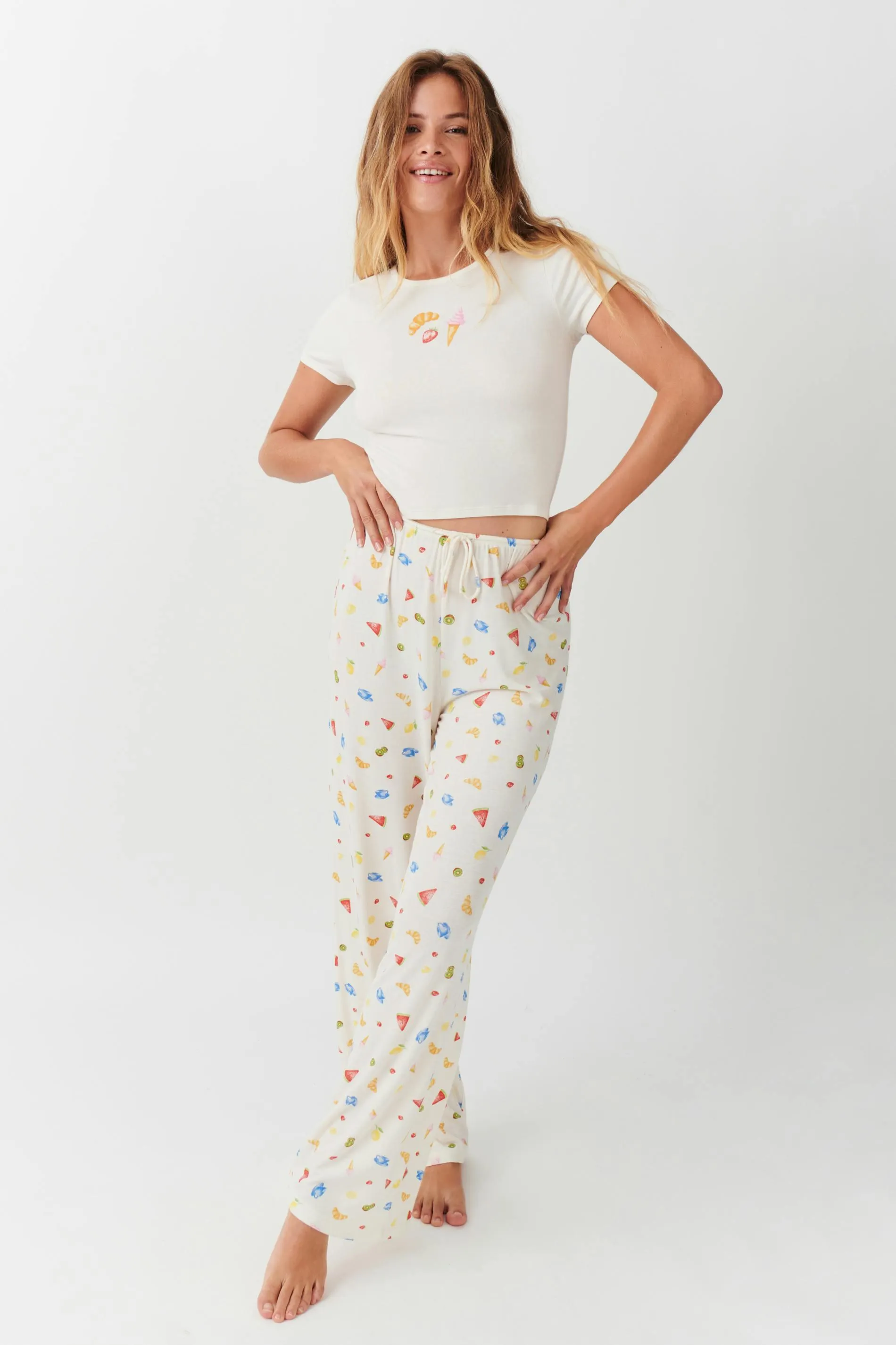 Drawstring wide trousers