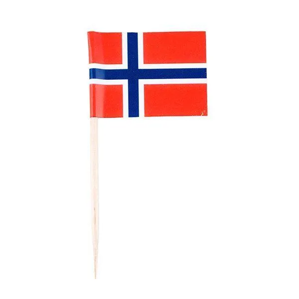 Norske flagg med pinne 10 stk
