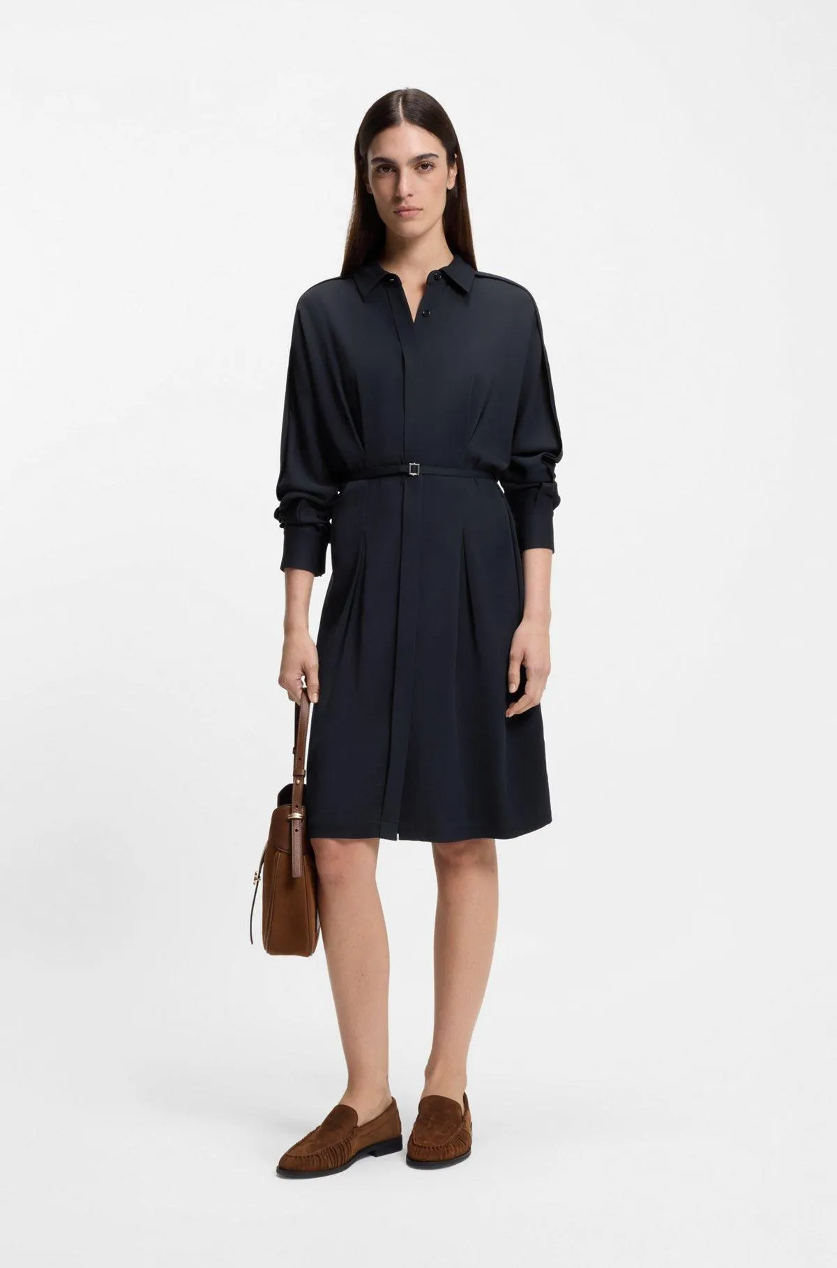 Relaxed-fit shirt dress with detachable belt