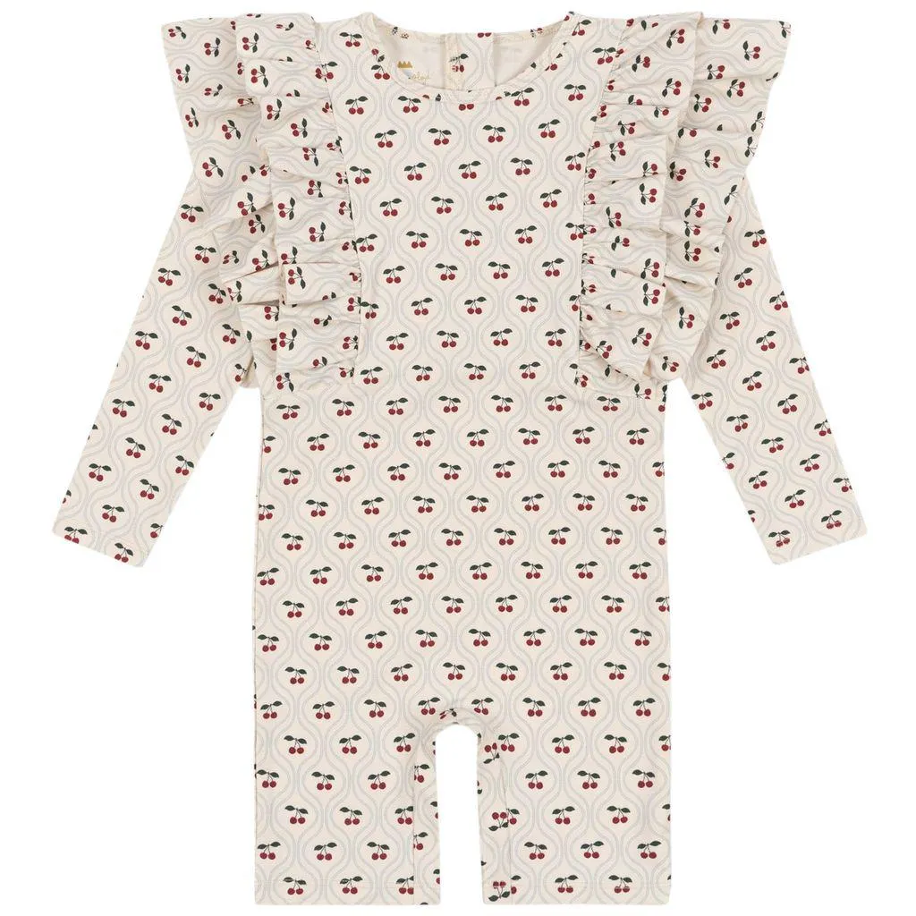 Manuca UV-drakt Med Kirsebærtrykk Kremhvit