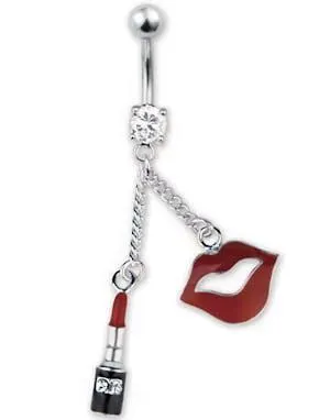 Lipstick Jungle Navlepiercing - Rød/Svart