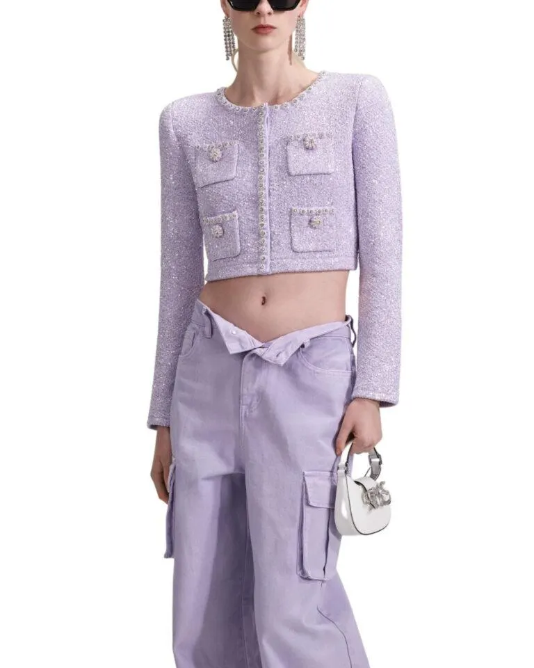 Sequin Knit Cardigan – Lilla